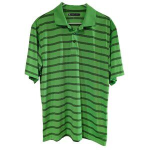 Pebble Beach Men's Performance Golf Polo Shirt, Size Large, Bright Green Striped